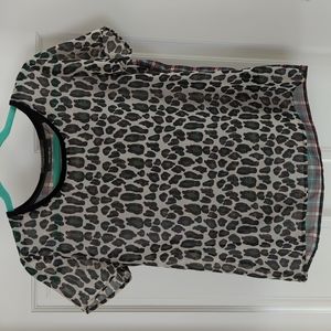 Mason Scotch leopard/plaid t-shirt blouse